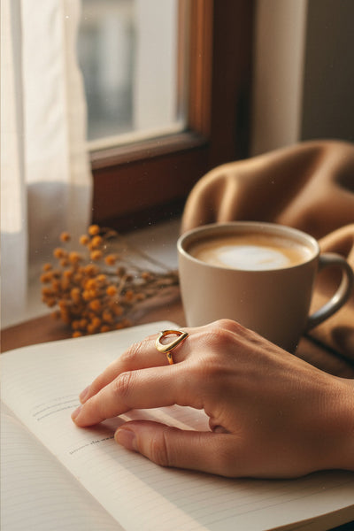 Offener Herz-Ring, vergoldet