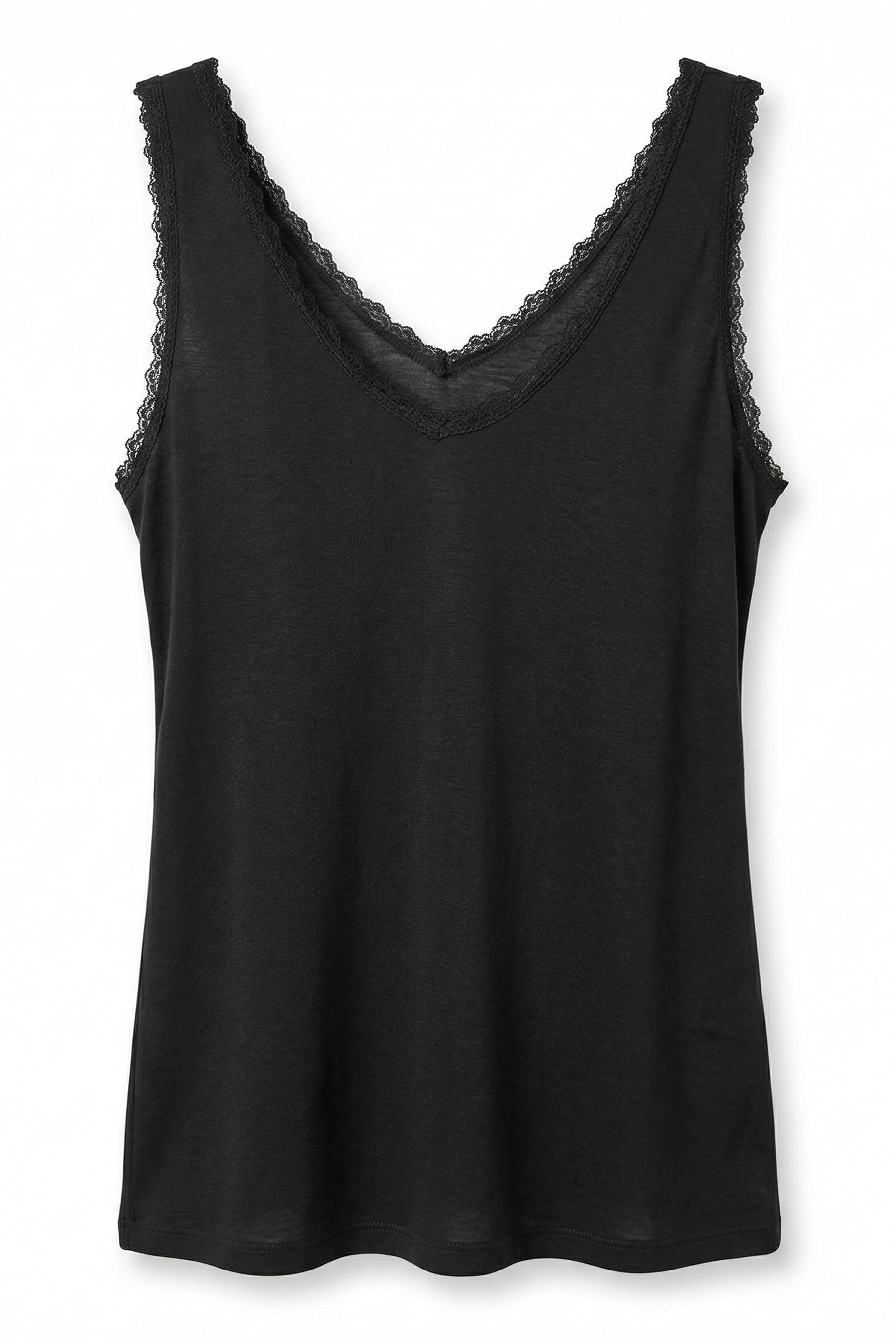 Top mit dezenten Spitzen-Details, schwarz