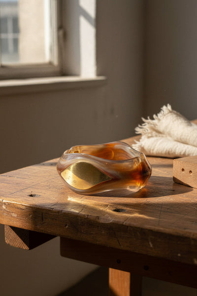 Breiter Armreif in Braun-Caramel