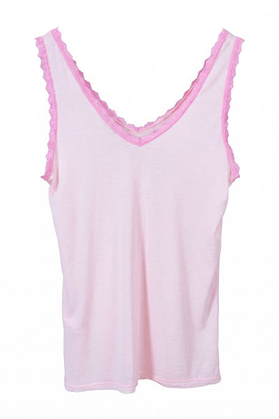 Top mit dezenten Spitzen-Details, rosa-pink