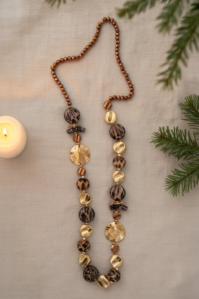 Lange Statement-Kette im Animal-Look, vergoldet