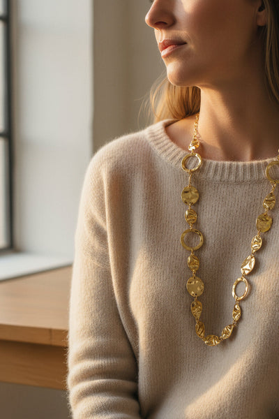 Lange Gliederkette in Gold aus Edelstahl