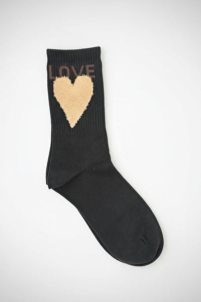 Socken mit Herz-Motiv, schwarz