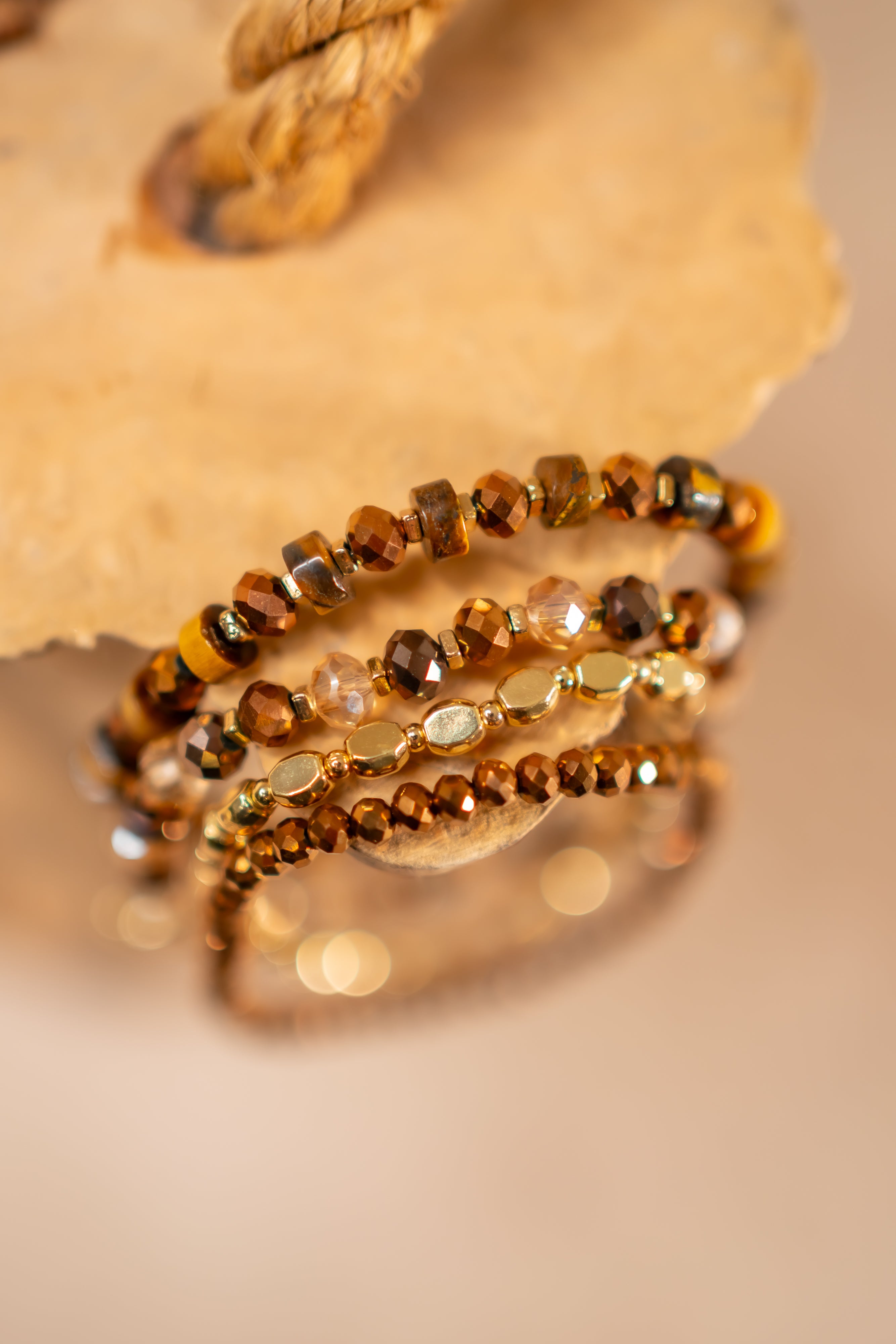 Armband-Set mit Tigerauge-Steinen
