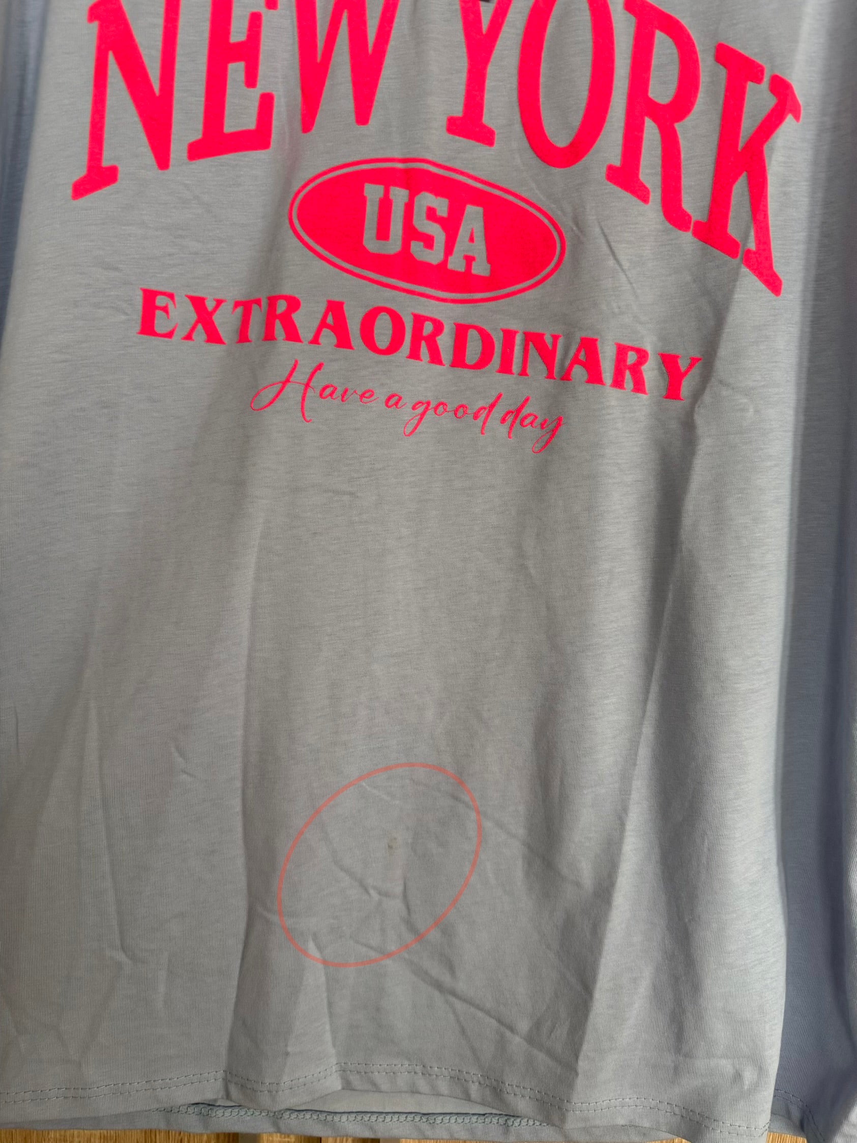 T-Shirt mit Print, babyblau/pink 2.Wahl