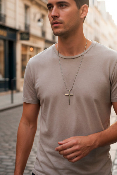 Edelstahlkette mit Kreuzanhänger