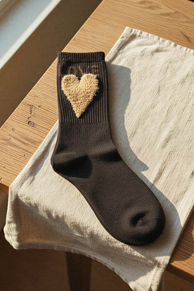 Socken mit Herz-Motiv, schwarz