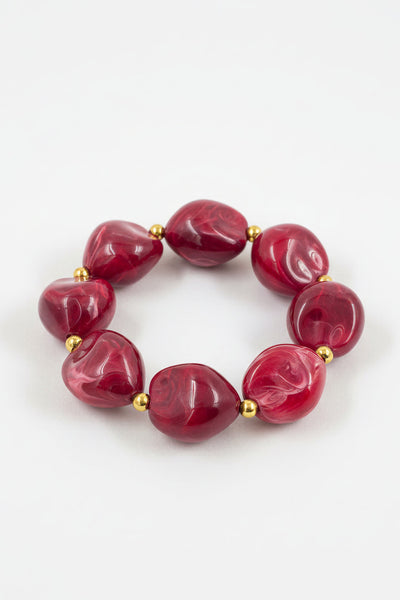 Perlenarmband, rot marmoriert
