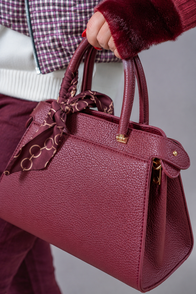 City Chic Handtasche mit Schmucktuch, burgundy