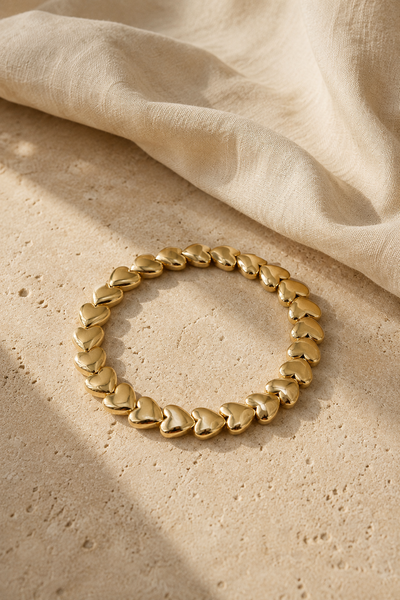 Herz-Armband Gold, kleine Herzplättchen