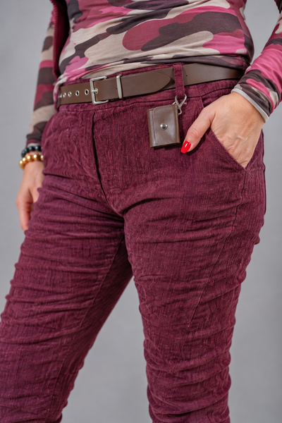 Stretchhose in Samt-Cord-Optik, burgundy