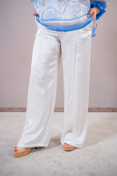 Sommerliche Hose mit Ziernaht, ecru
