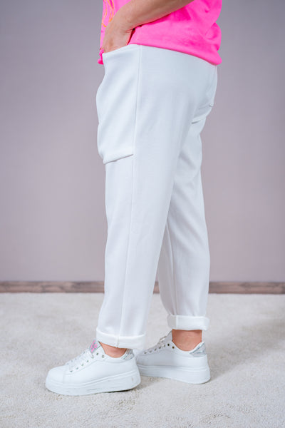 Weiche Hose mit Fronttaschen, off-white