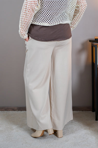 Hose mit weitem Bein, beige