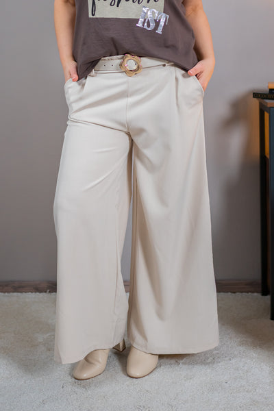 Hose mit weitem Bein, beige