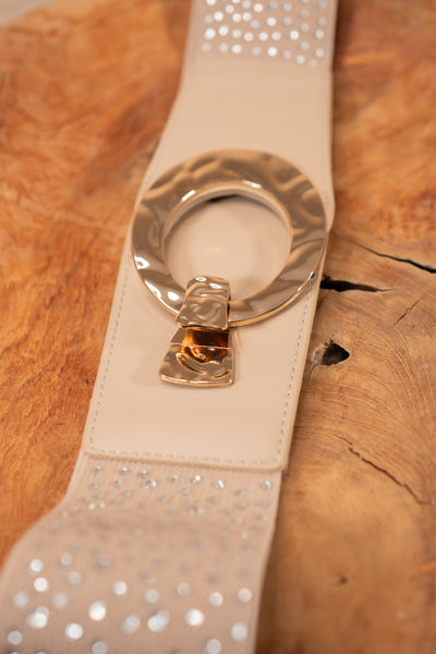 Breiter Stretch-Taillengürtel mit Strass-Details