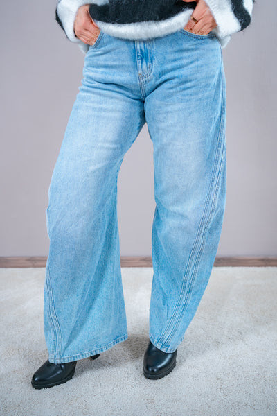 Barrel-Fit Jeans "Urban Curve", light blue