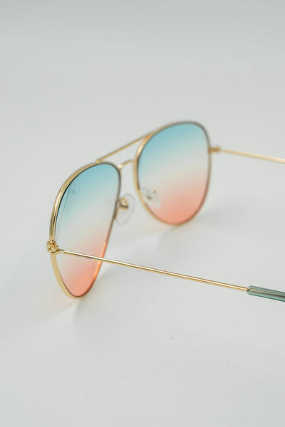 Pilotenbrille Goldie, gold-grün-apricot