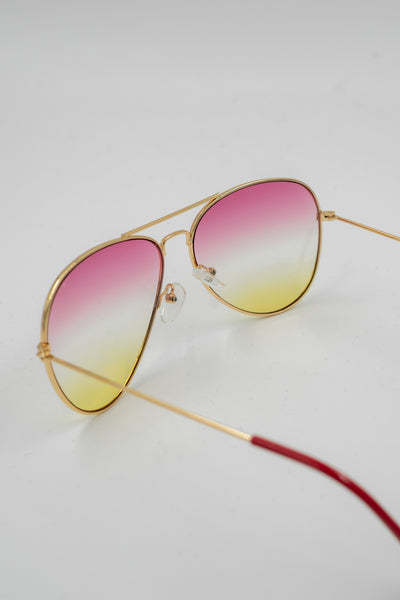 Pilotenbrille Goldie, gold-pink-gelb