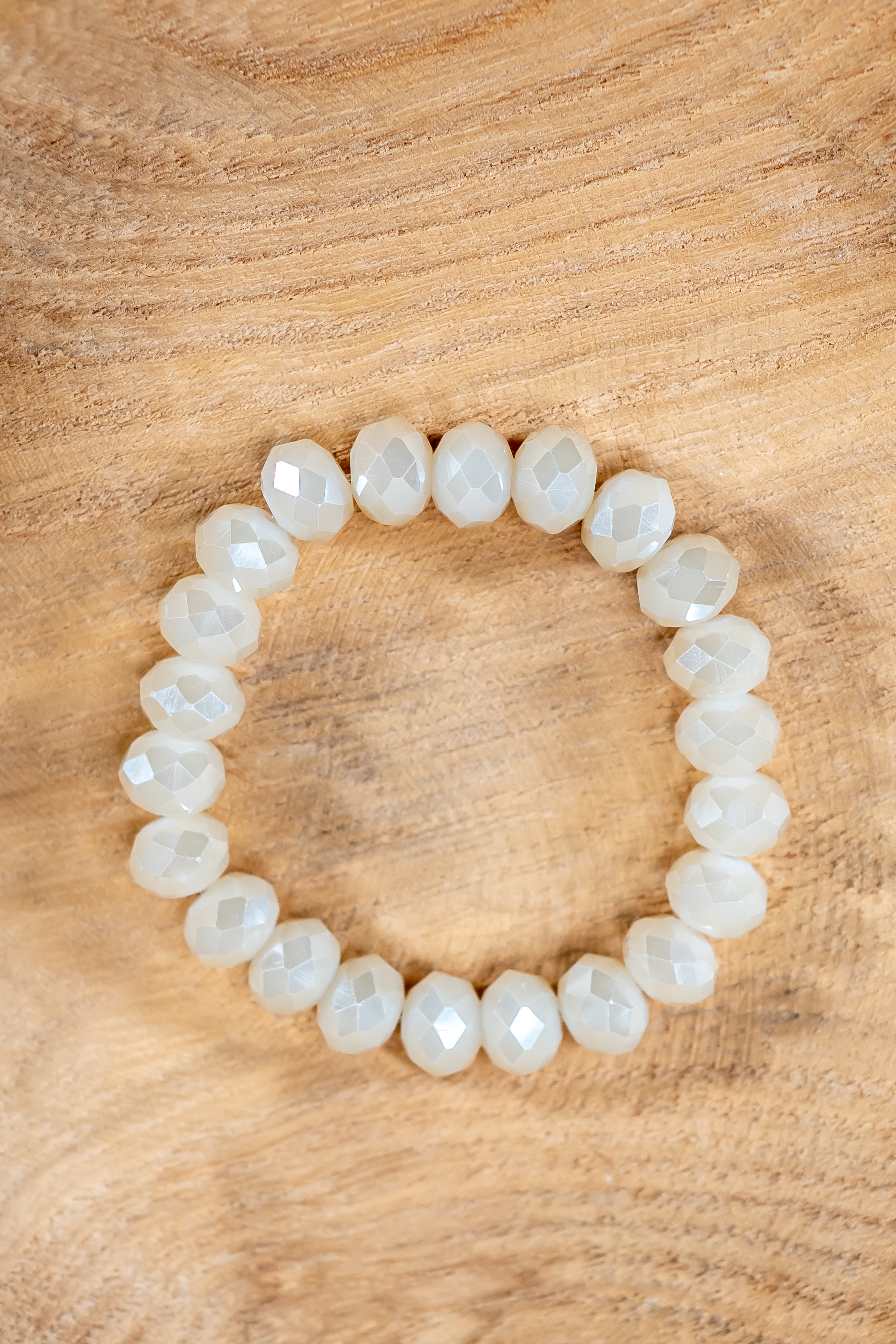 Kristall-Armband, cremebeige