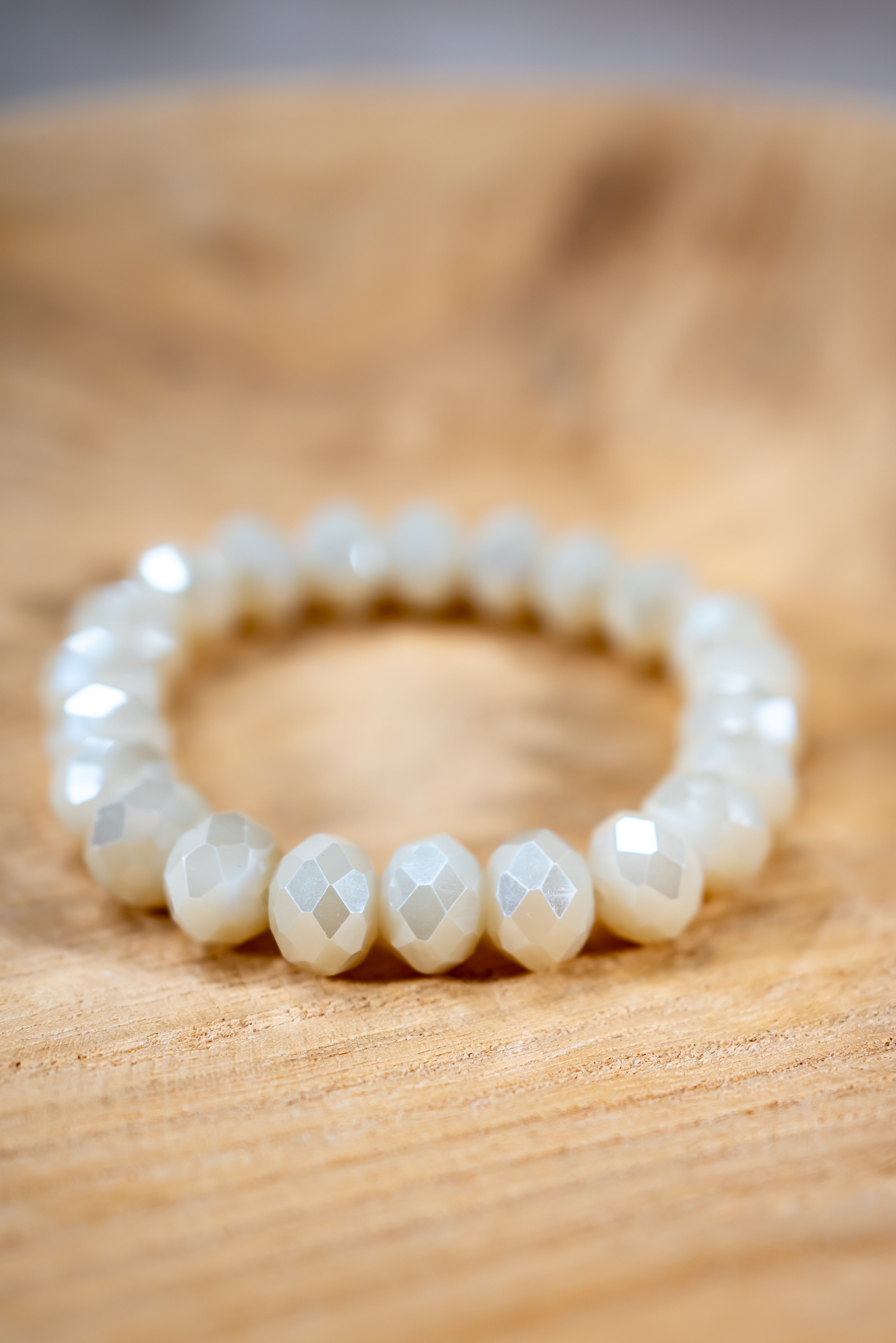 Kristall-Armband, cremebeige