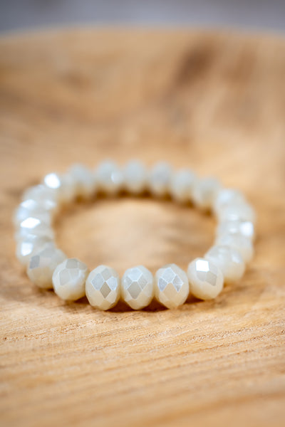 Kristall-Armband, cremebeige