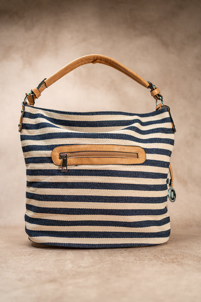 Handtasche Cadiz mit blauen Streifen