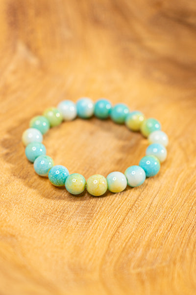 Perlenarmband Pearl Blossom in Gelb-Türkis-Weiß