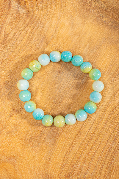 Perlenarmband Pearl Blossom in Gelb-Türkis-Weiß