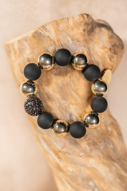 Perlenarmband Midnight Sparkle in Gold