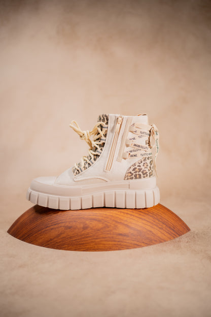 Halbhoher Sneaker mit Reißverschluss, beige