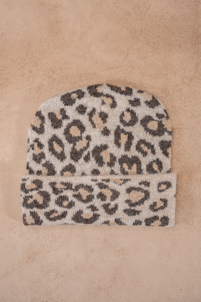 Mütze mit Leo-Muster, beige