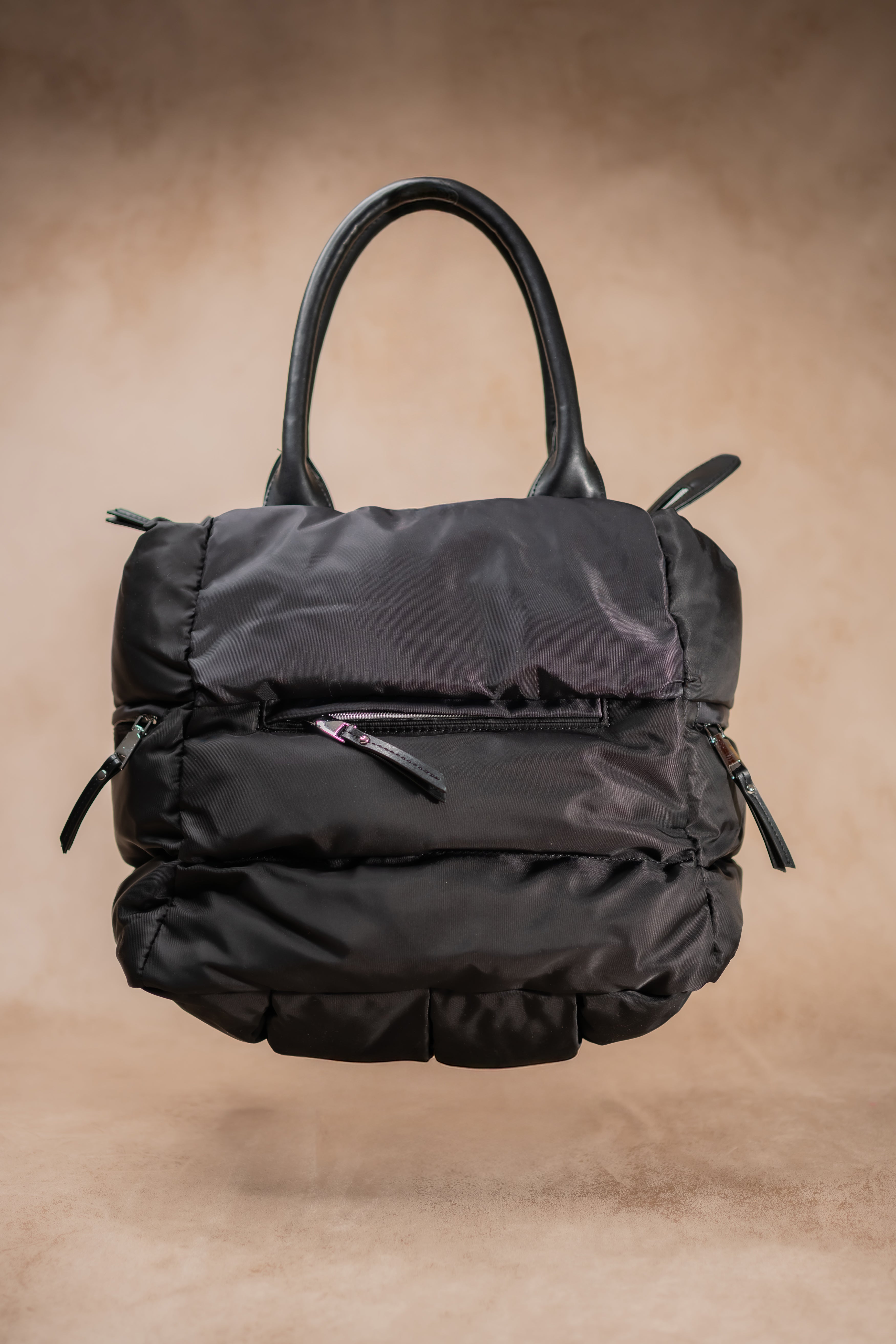 Shopper-Bag im Stepp-Look, schwarz