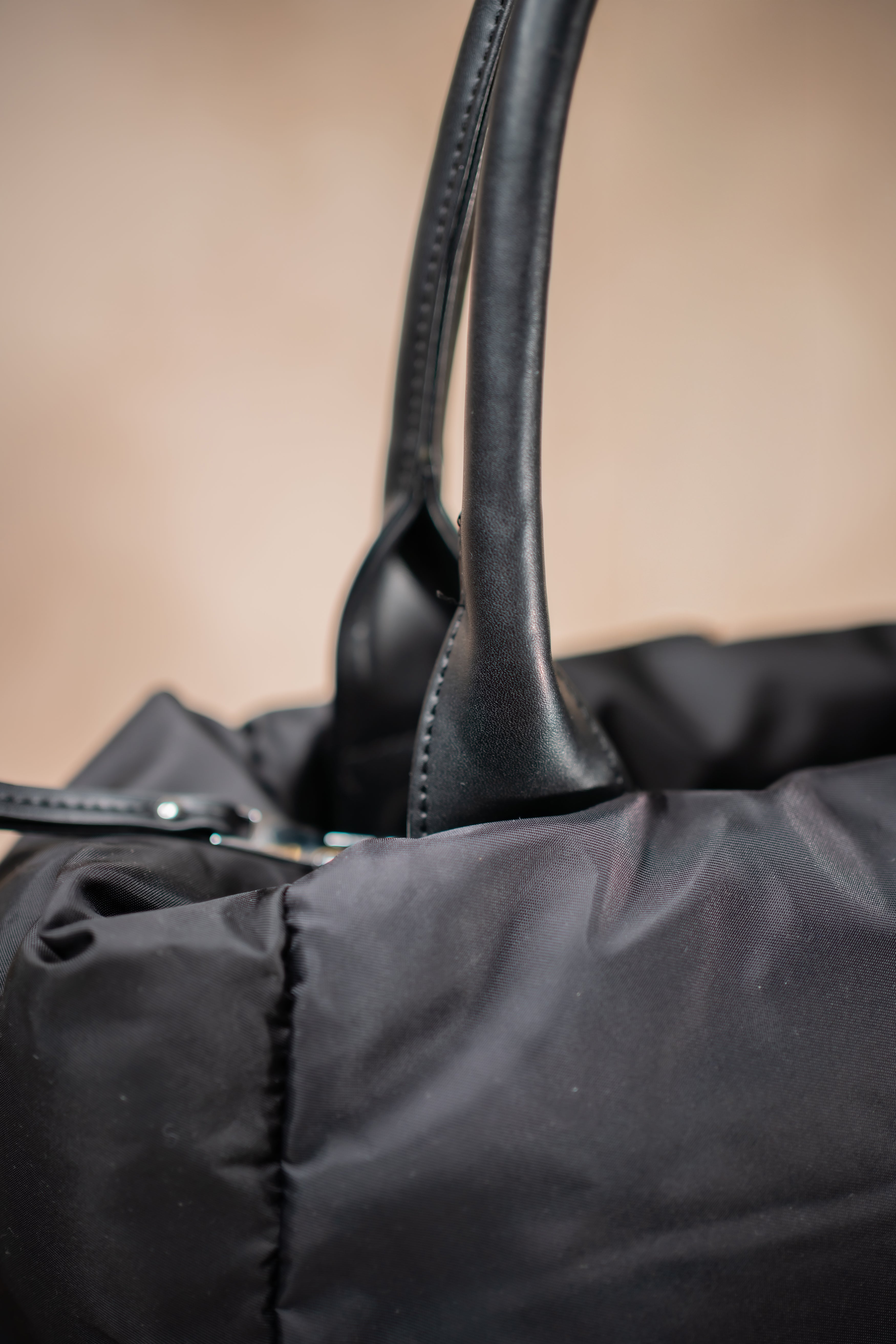Shopper-Bag im Stepp-Look, schwarz