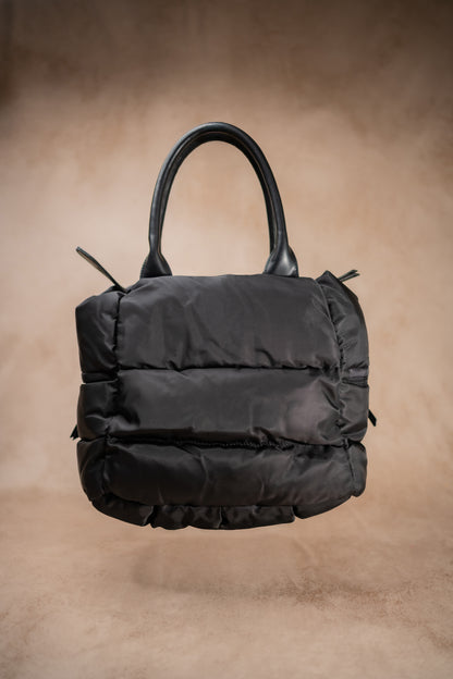 Shopper-Bag im Stepp-Look, schwarz