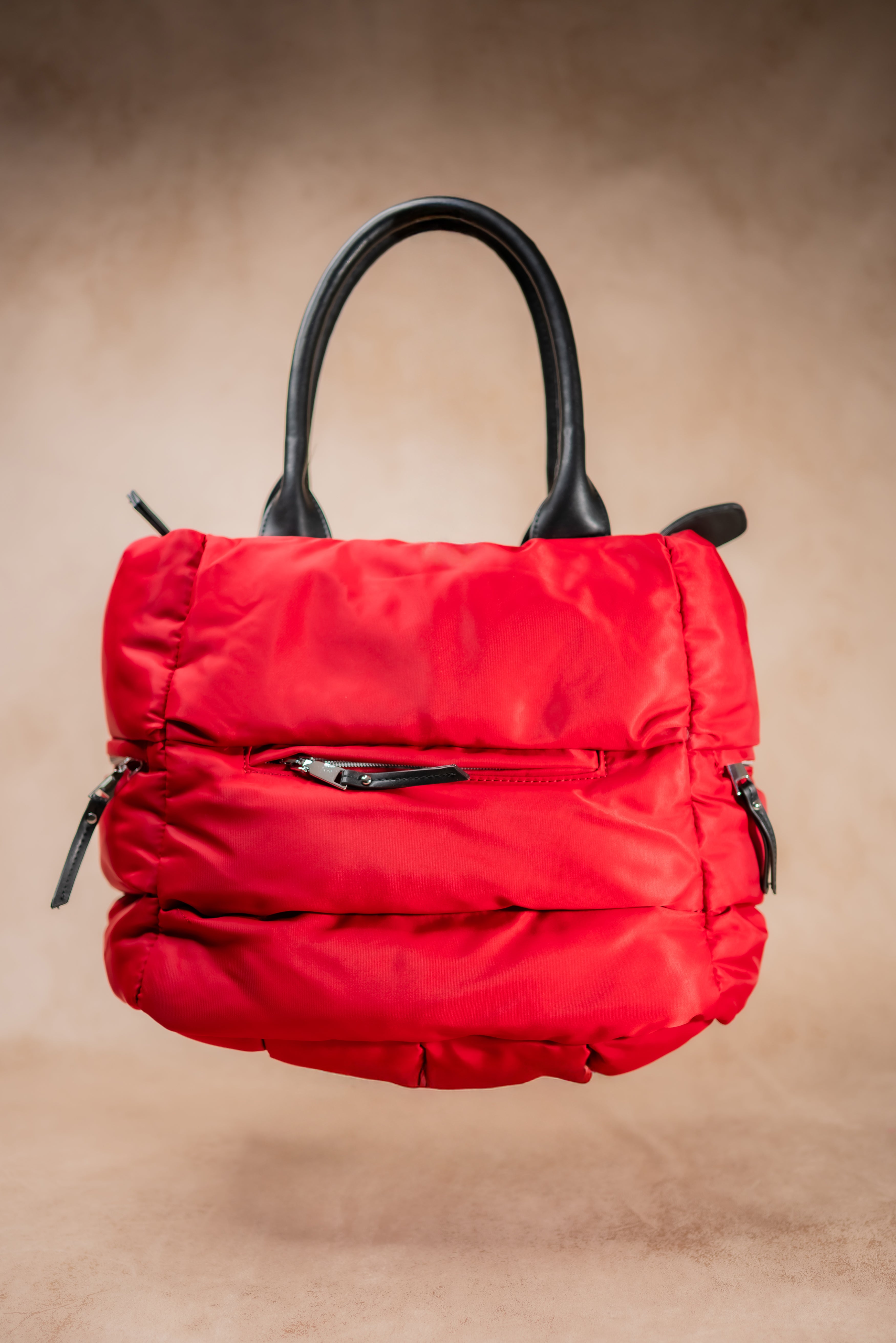Shopper-Bag im Stepp-Look, rot