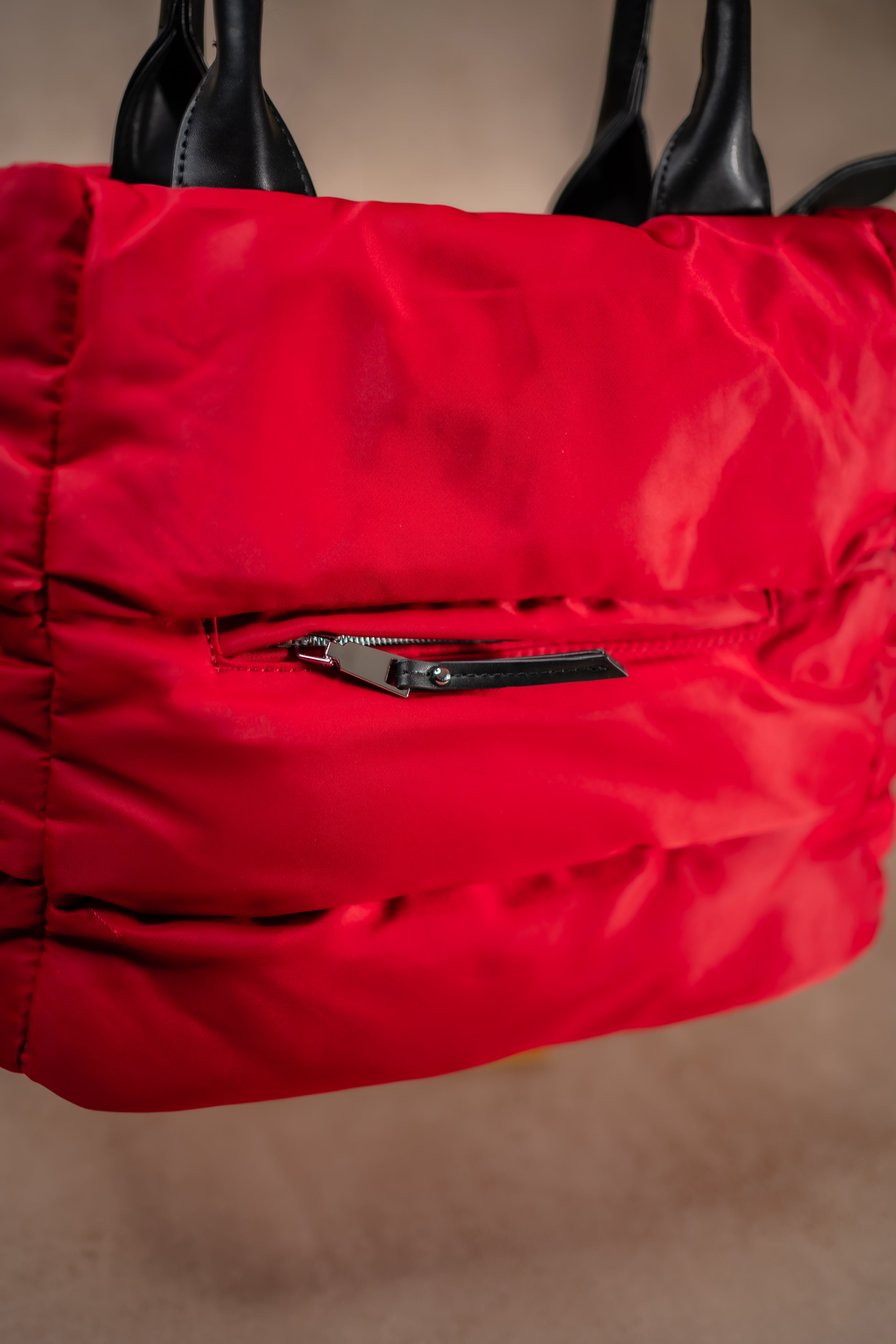 Shopper-Bag im Stepp-Look, rot