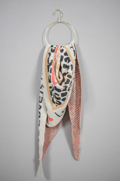 Dreiecksschal mit Print, beige-camel-grau-orange