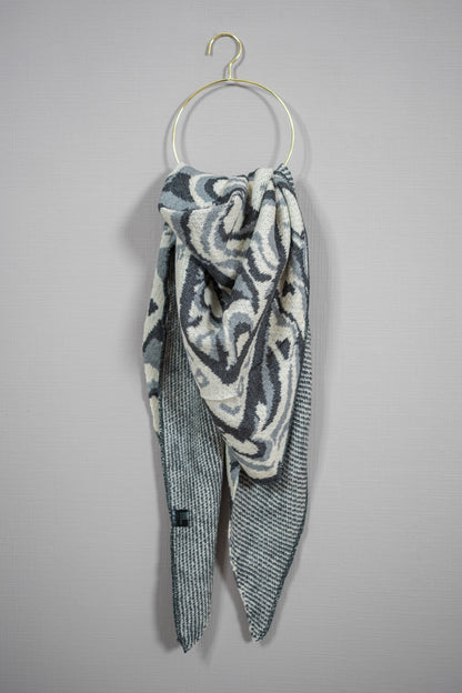 Dreiecksschal mit Print, grau