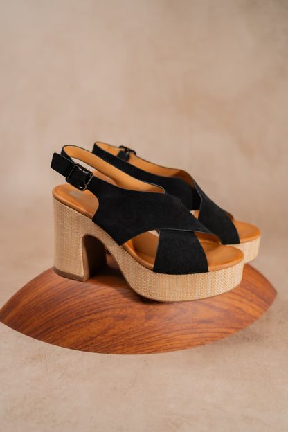 Sandalen mit Absatz, Schwarz