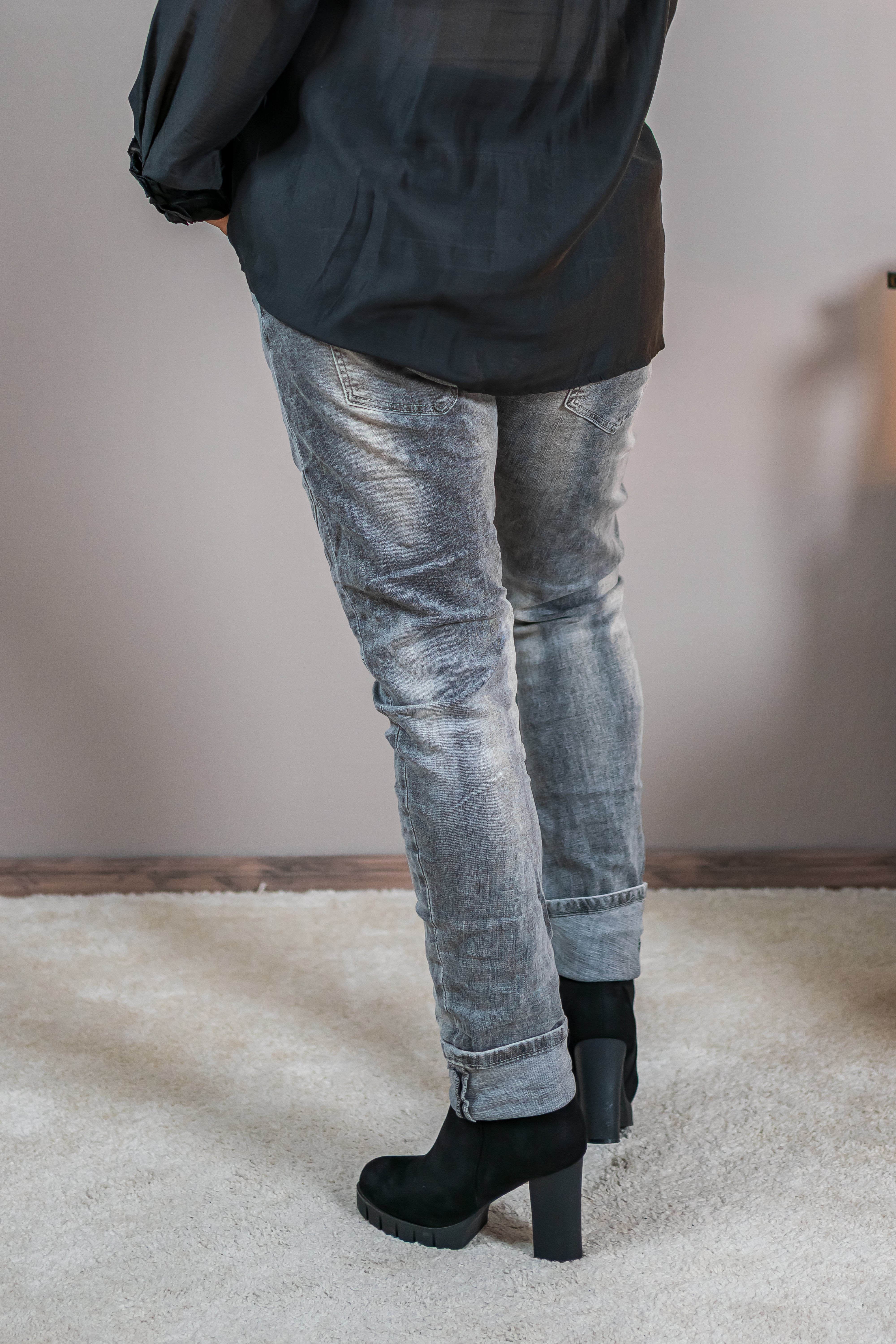 Jeans im Used-Look, grau