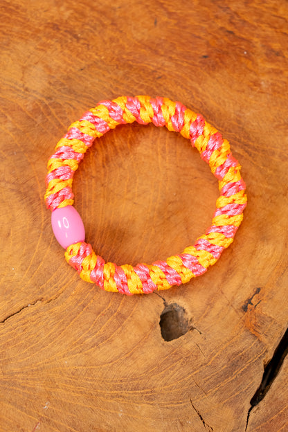 Geflochtenes Haargummi, pink-orange