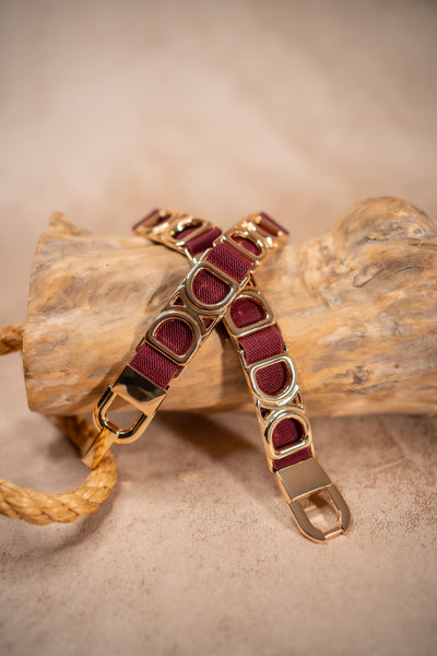 Elastischer Gürtel mit Metall-Details, bordeaux