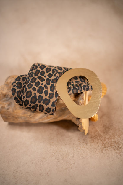 Ledergürtel Leopard mit Goldschnalle