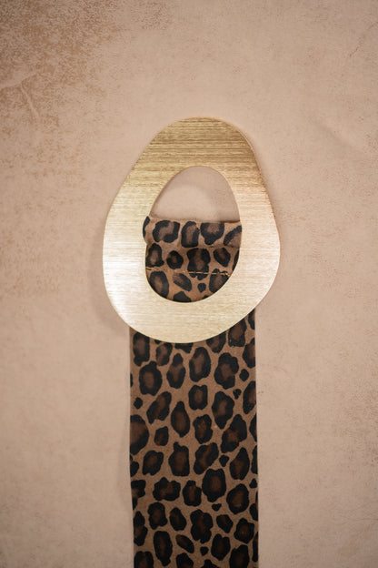 Ledergürtel Leopard mit Goldschnalle