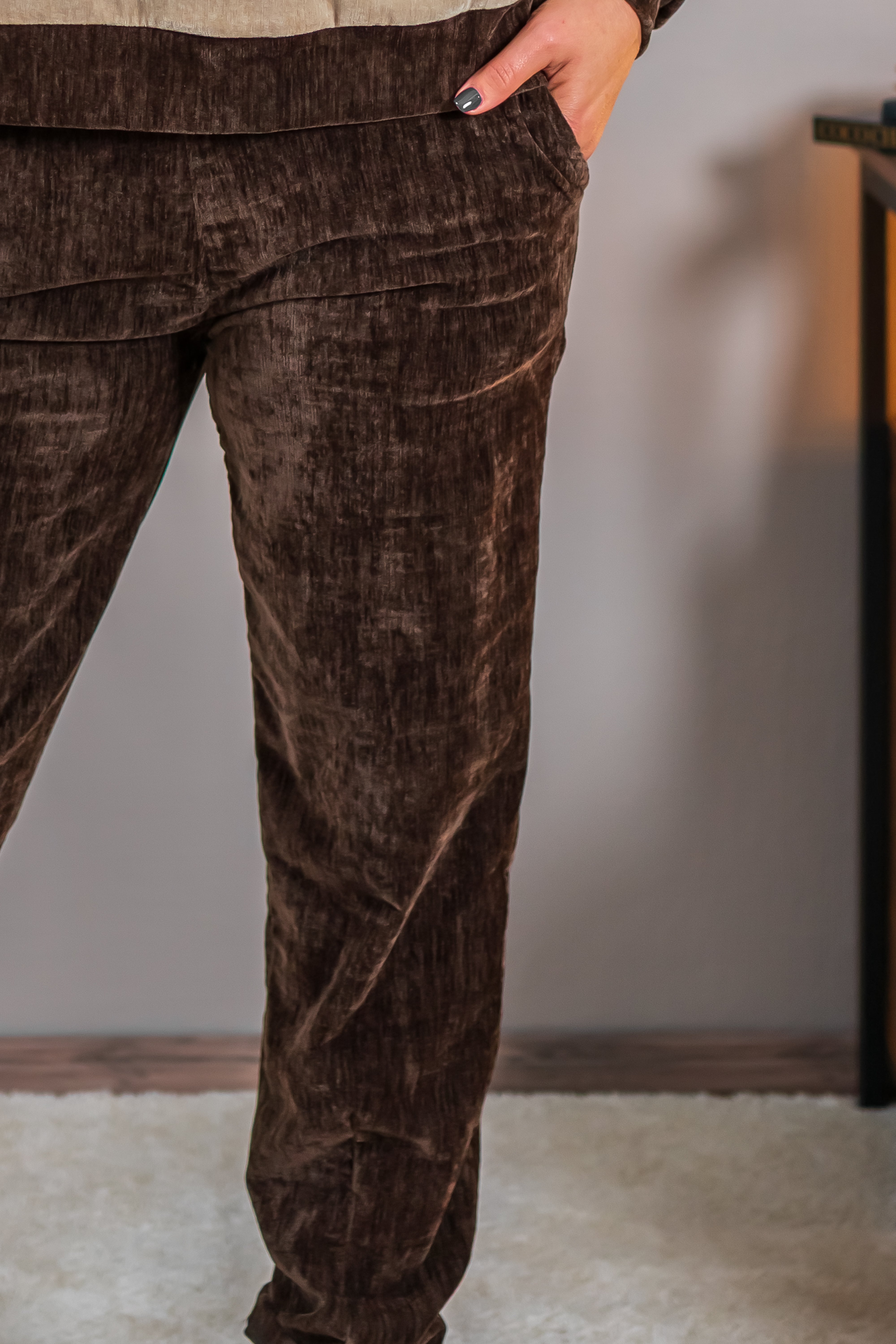 Hose mit Gürtel, braun