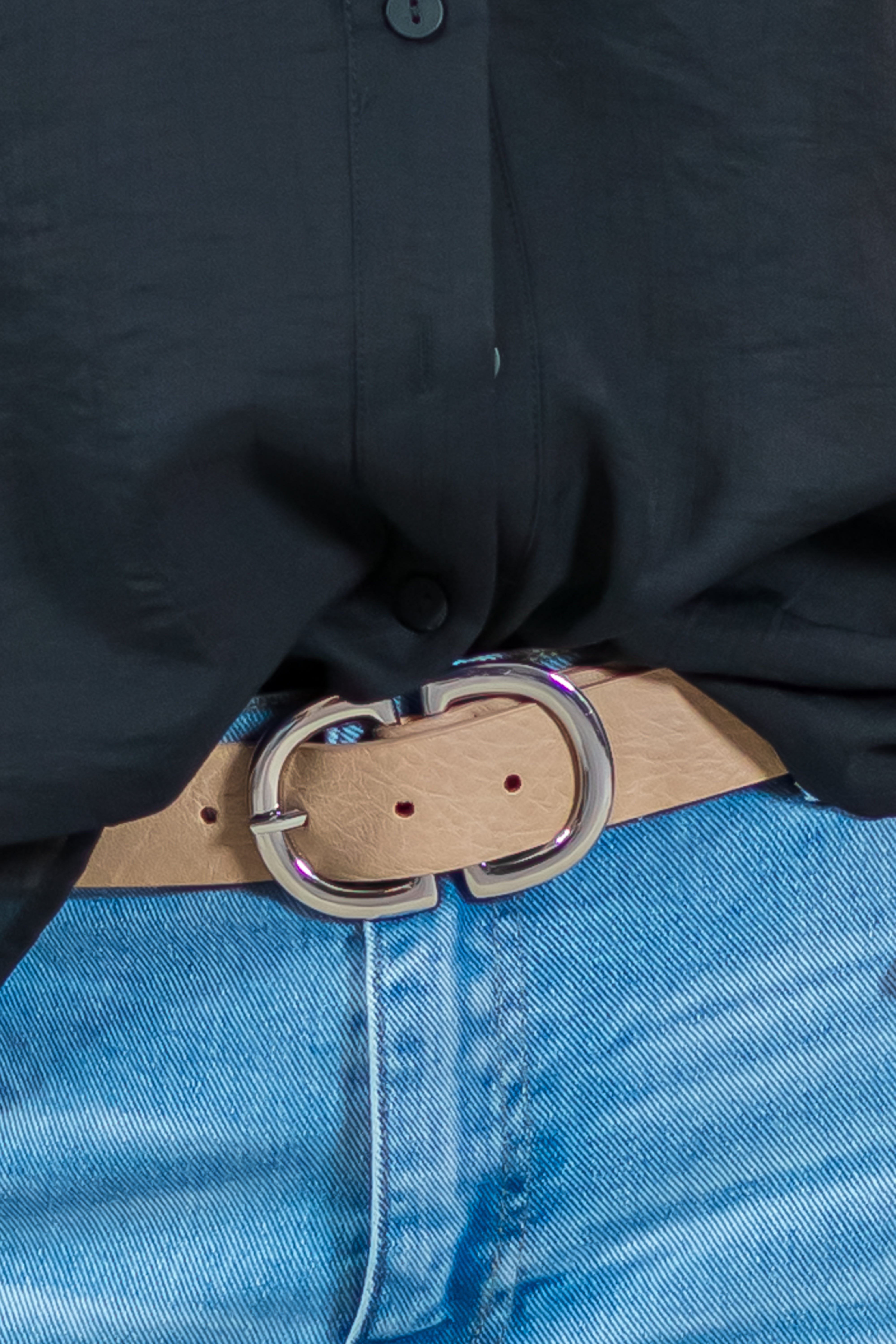 Gürtel mit ovaler Schnalle, taupe