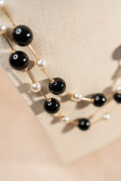 Halskette Black & Pearl