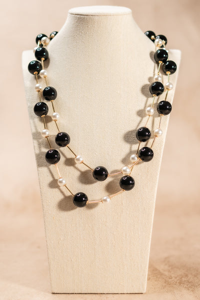 Halskette Black & Pearl