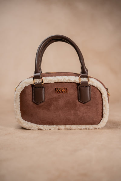 Mini-Handtasche, schokobraun-creme